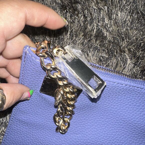 NEW Sondra Roberts Squared SR2 Lavender Purple Clutch Gold Chain Wristlet - Picture 2 of 6